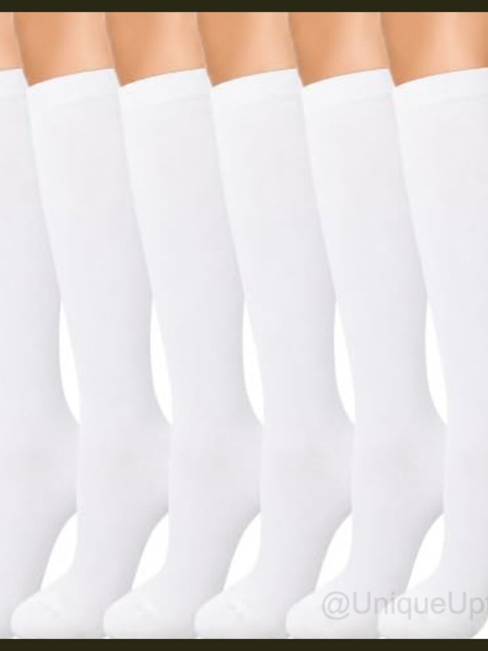 Women's Cotton Knee High Socks 6 Pairs Ribbed Cuff School Work